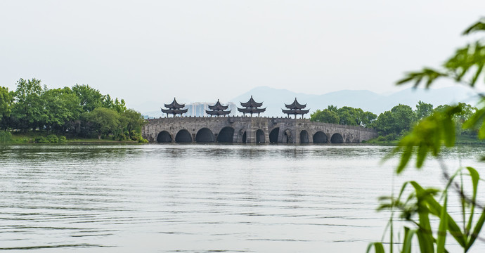 杭州湘湖四亭桥全景