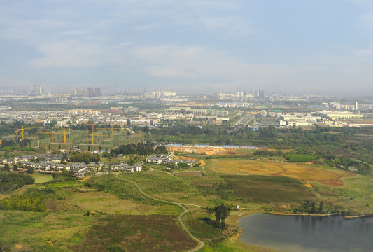 航拍成都双流国际机场航空港地区