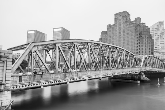 上海老建筑钢铁桥梁外白渡桥