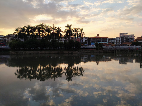 揭西棉湖古镇云湖公园全景