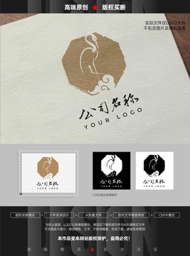 書法水墨logo鶴云朵鳥