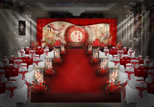 新中式婚禮主儀式區(qū)紅色