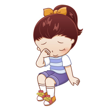 線條風(fēng)哭泣的小女孩