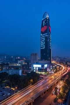 济南第一高楼绿地中心夜景