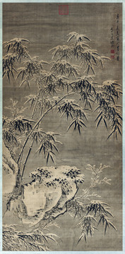 諸升雪景竹石圖