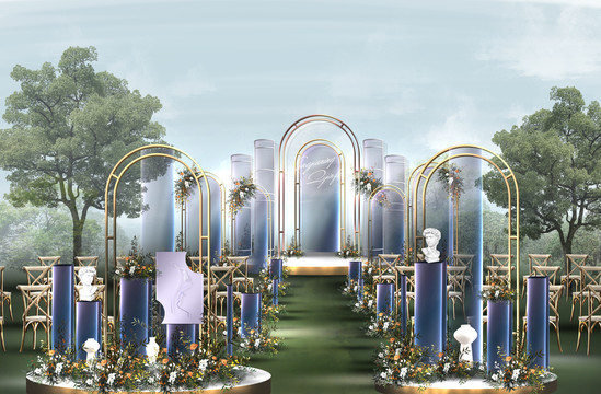 戶外簡約小清新婚禮背景