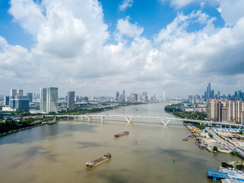 广东省广州市珠江两岸都风光航拍