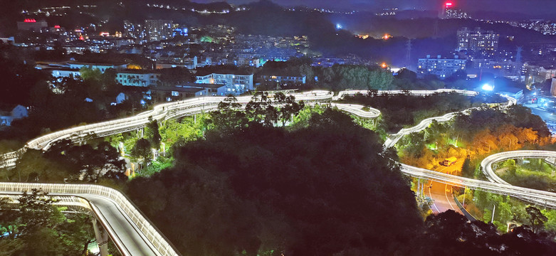 福州梅峰山地福道夜景