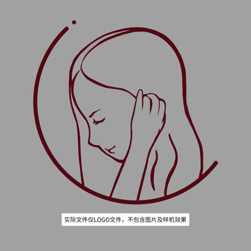 美女简笔侧脸LOGO