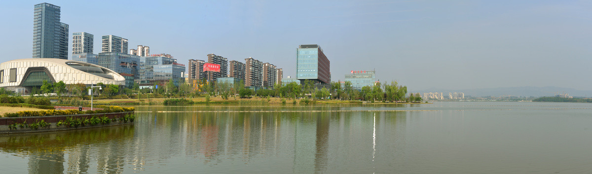 成都兴隆湖及科学城菁蓉中心全景