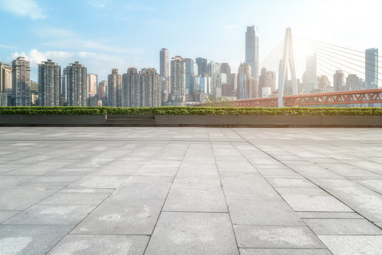 广场砖地面和建筑景观