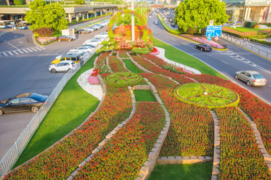 世纪大道花坛街景