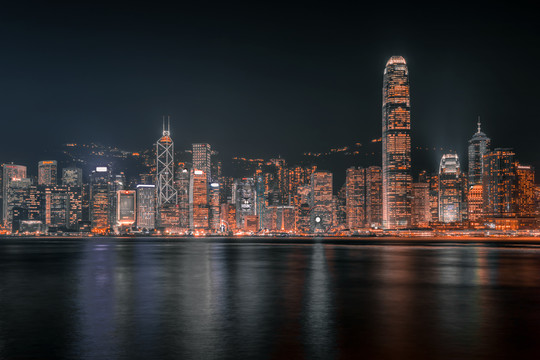 中国香港维多利亚港夜景