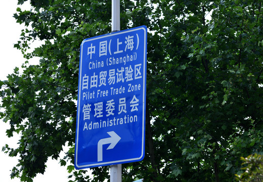 上海自贸区道路指示牌