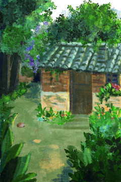 乡村田园小清新油画风装饰画