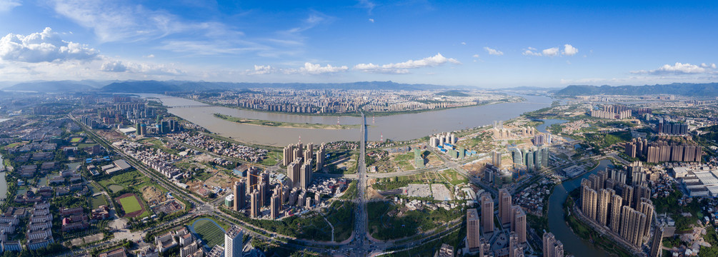 福州闽侯高新区浦上桥头航拍全景