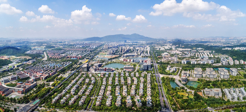 航拍南京仙林大学城全景