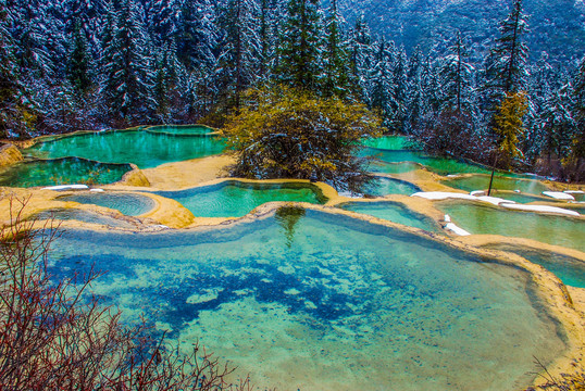 黄龙风景区冬景