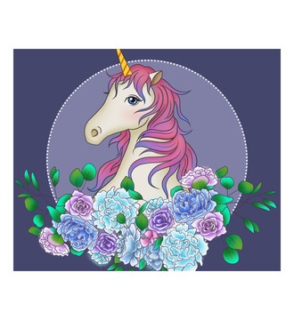 花叢中獨(dú)角獸