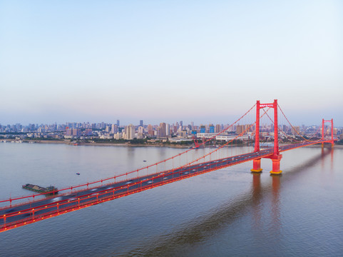 湖北武汉城市航拍傍晚和夜景风光