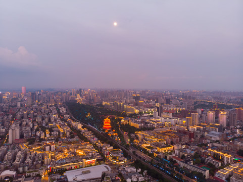 湖北武汉城市航拍傍晚和夜景风光