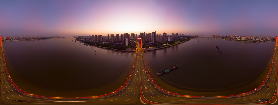 湖北武汉城市航拍傍晚和夜景风光