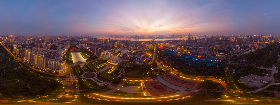 湖北武汉城市航拍傍晚和夜景风光