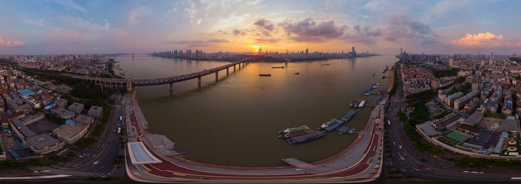 湖北武汉城市航拍傍晚和夜景风光