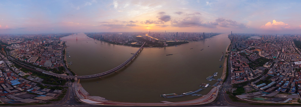 湖北武汉城市航拍傍晚和夜景风光