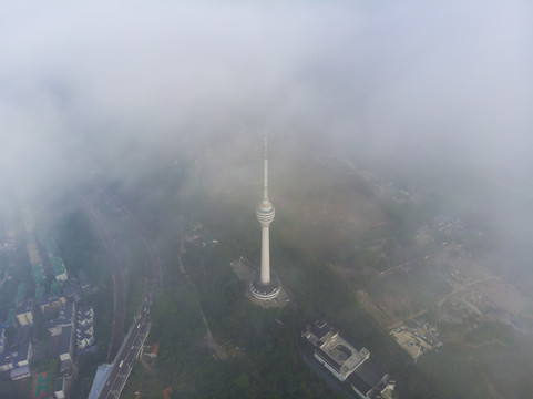 湖北武汉城市天际线航拍风光