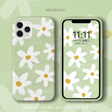 卡通手機(jī)殼白色小皺菊