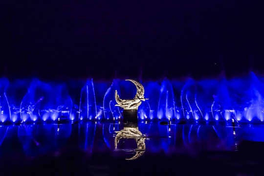 中国长春净月潭音乐喷泉水舞灯光