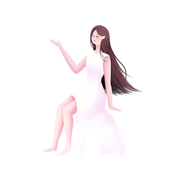 小清新風(fēng)格白衣坐姿女生