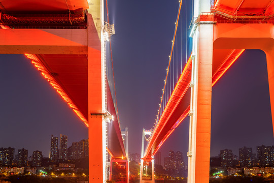 重庆鹅公岩长江大桥夜景