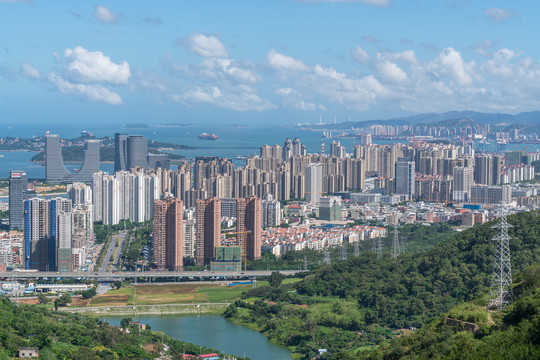 福建厦门海沧新区城市风光航拍