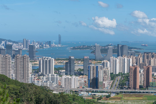 福建厦门海沧新区城市风光航拍