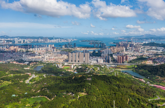 福建厦门海沧新区城市风光航拍