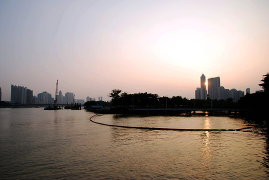 广州珠江日落景观