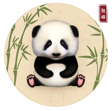 手繪卡通熊貓萌寵明信片