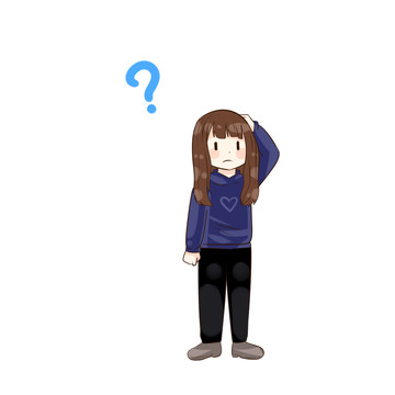 手繪疑問女孩