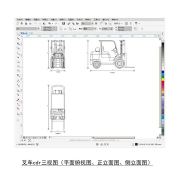 叉车cdr平面图立面图