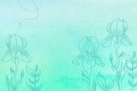 绿色手绘花朵背景装饰画