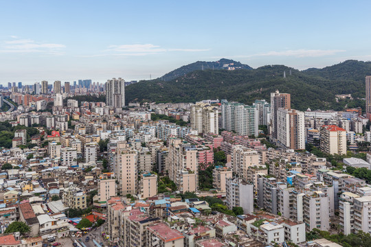 福建厦门城市天际线黄昏风景