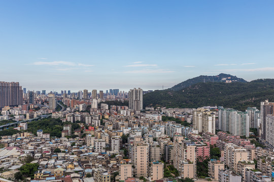 福建厦门城市天际线黄昏风景