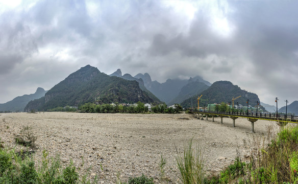 浙江台州神仙居风景区山脚全景