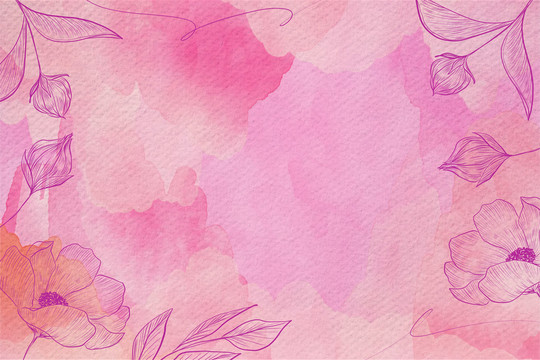 粉色水彩绘花朵背景装饰画