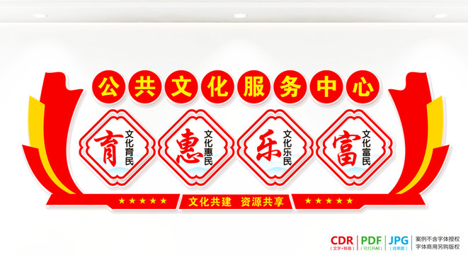 公共文化服務(wù)中心文化墻