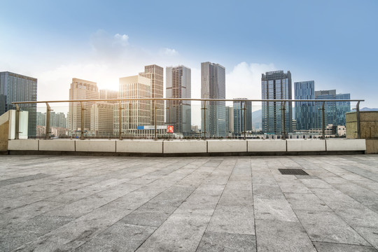 广场砖地面和建筑景观