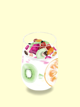 酸奶堅果水果撈psd