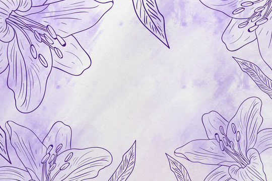 紫色手绘花朵背景装饰画